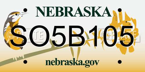 SO5B105 Nebraska License Plate