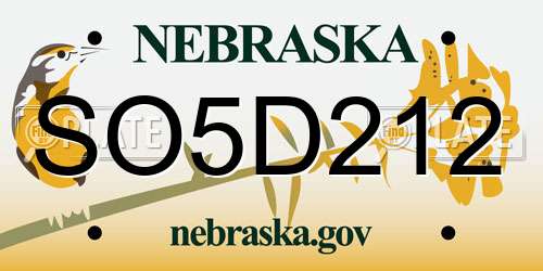 SO5D212 Nebraska License Plate