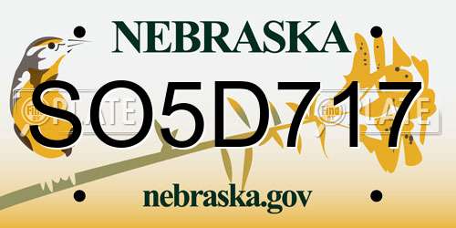 SO5D717 Nebraska License Plate