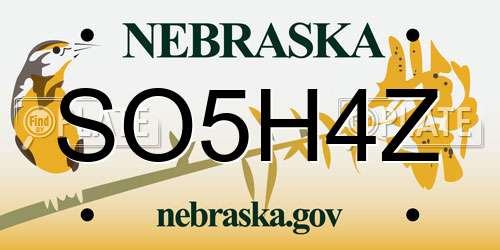 SO5H4Z Nebraska License Plate
