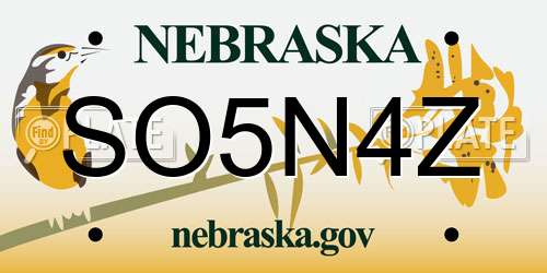SO5N4Z Nebraska License Plate