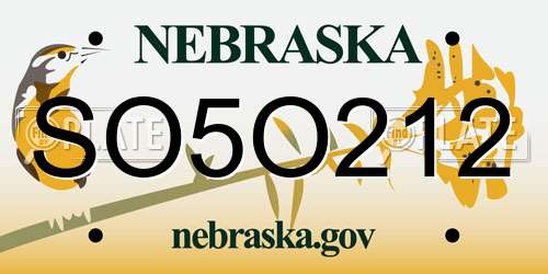 SO5O212 Nebraska License Plate