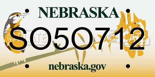 SO5O712 Nebraska License Plate