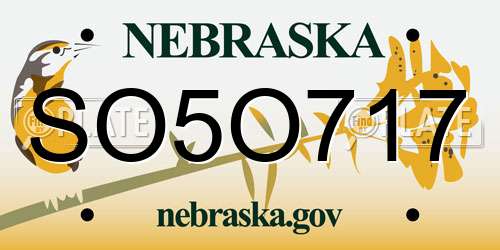 SO5O717 Nebraska License Plate