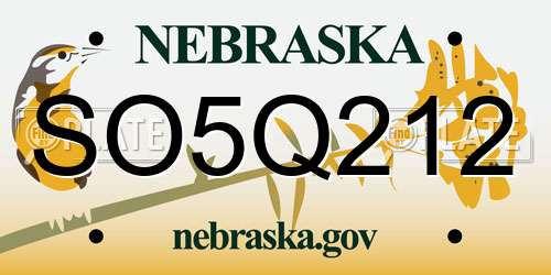 SO5Q212 Nebraska License Plate