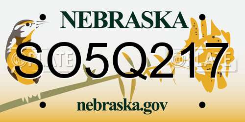 SO5Q217 Nebraska License Plate