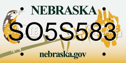 SO5S583 Nebraska License Plate