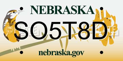 SO5T8D Nebraska License Plate