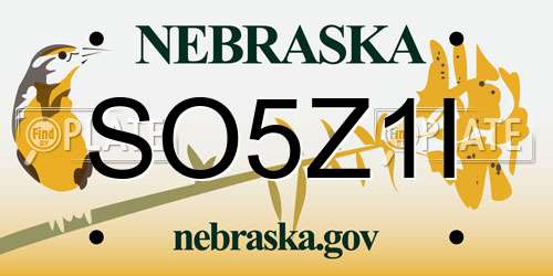 SO5Z1I Nebraska License Plate