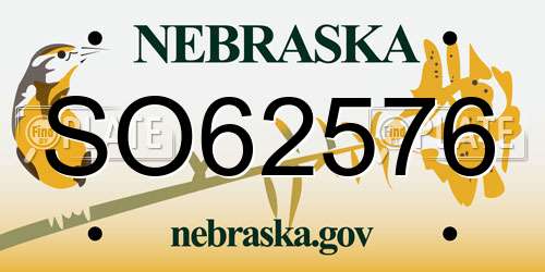 SO62576 Nebraska License Plate