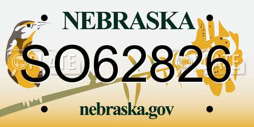 SO62826 Nebraska License Plate