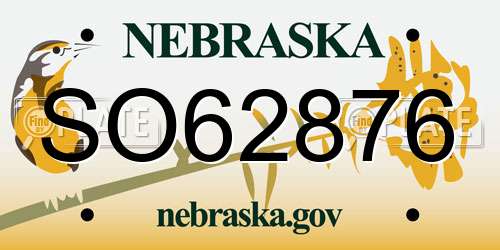 SO62876 Nebraska License Plate