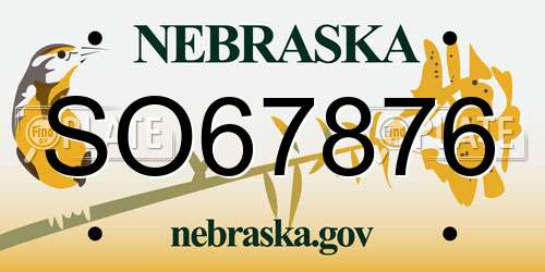 SO67876 Nebraska License Plate