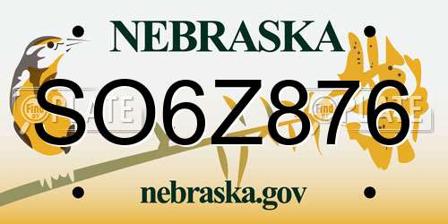 SO6Z876 Nebraska License Plate