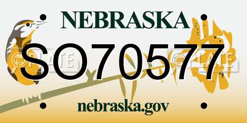 SO70577 Nebraska License Plate