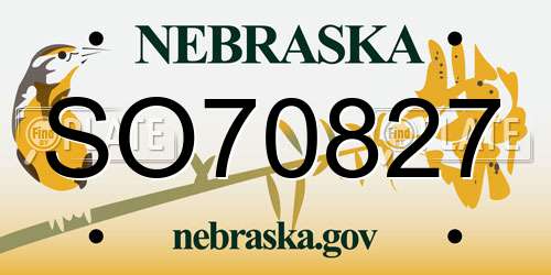 SO70827 Nebraska License Plate