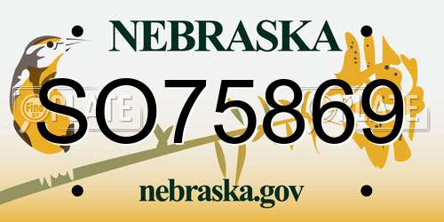 SO75869 Nebraska License Plate