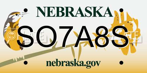 SO7A8S Nebraska License Plate