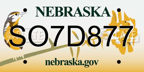 SO7D877 Nebraska License Plate