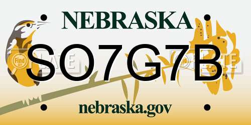 SO7G7B Nebraska License Plate
