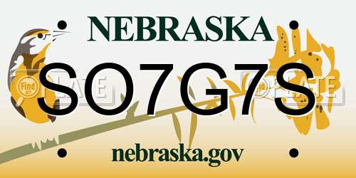 SO7G7S Nebraska License Plate
