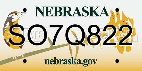 SO7Q822 Nebraska License Plate