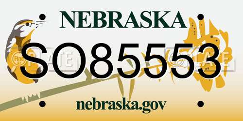 SO85553 Nebraska License Plate