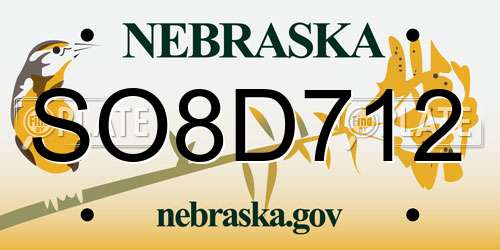 SO8D712 Nebraska License Plate