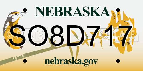 SO8D717 Nebraska License Plate