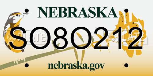 SO8O212 Nebraska License Plate