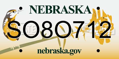 SO8O712 Nebraska License Plate