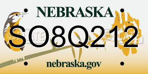 SO8Q212 Nebraska License Plate