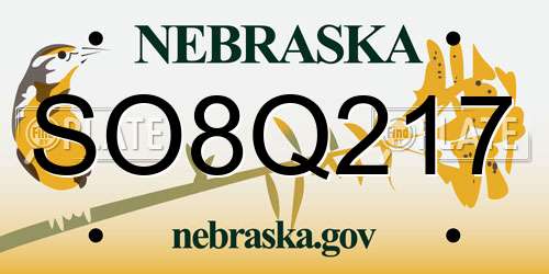 SO8Q217 Nebraska License Plate