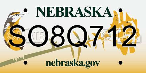 SO8Q712 Nebraska License Plate