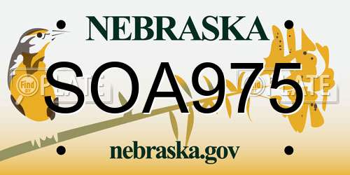 SOA975 Nebraska License Plate