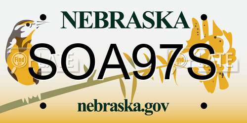 SOA97S Nebraska License Plate