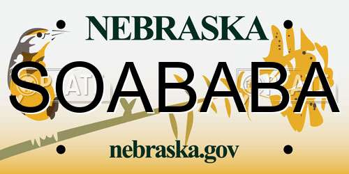 SOABABA Nebraska License Plate