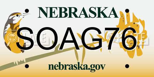 SOAG76 Nebraska License Plate