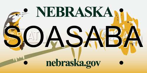SOASABA Nebraska License Plate