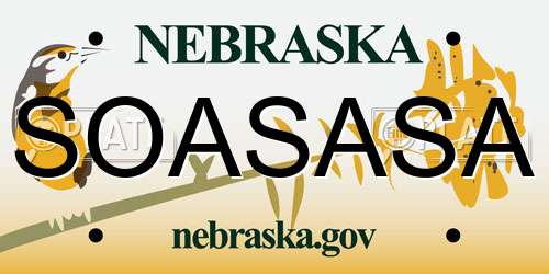 SOASASA Nebraska License Plate