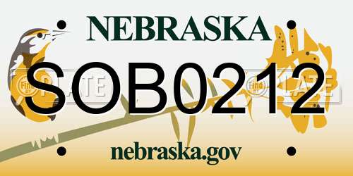 SOB0212 Nebraska License Plate