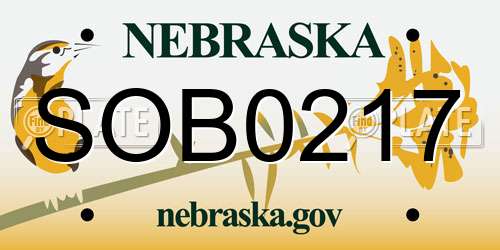 SOB0217 Nebraska License Plate