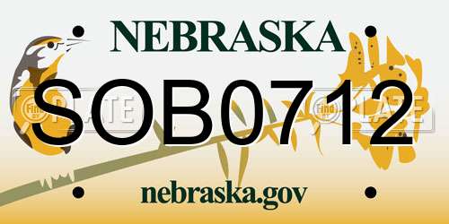 SOB0712 Nebraska License Plate