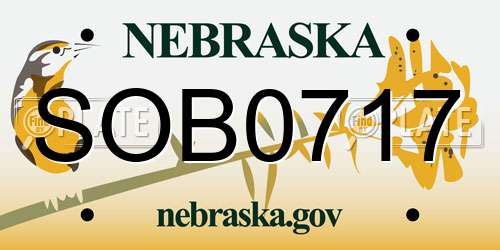 SOB0717 Nebraska License Plate