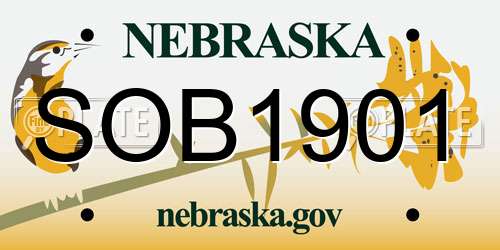 SOB1901 Nebraska License Plate
