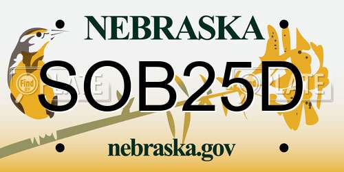 SOB25D Nebraska License Plate