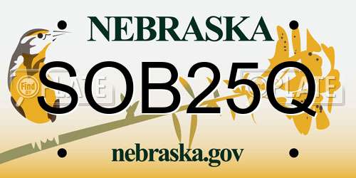 SOB25Q Nebraska License Plate