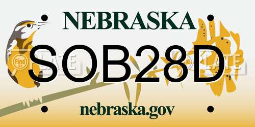 SOB28D Nebraska License Plate