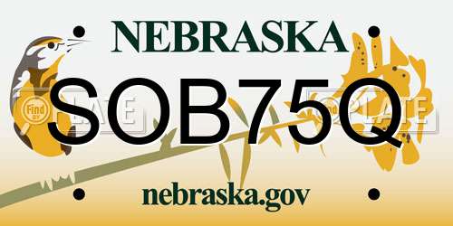 SOB75Q Nebraska License Plate