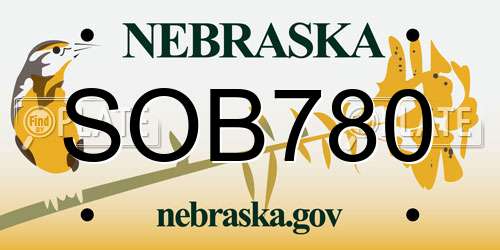 SOB780 Nebraska License Plate
